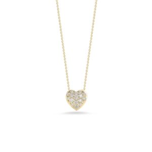 18K Yellow Gold Tiny Treasures Diamond Puffed Heart Necklace
