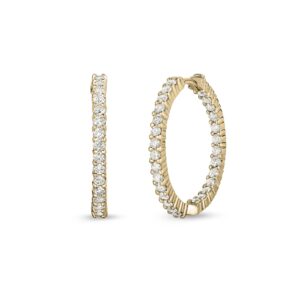 18K Yellow Gold The Perfect Diamond Hoop® Small Inside Outside Earrings