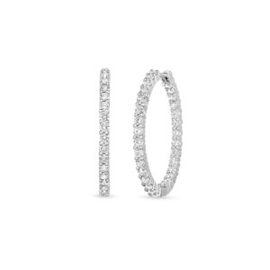 18K White Gold The Perfect Diamond Hoop® Inside Outside Earrings