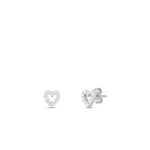 18K White Gold Tiny Treasures Diamond Heart Stud Earrings