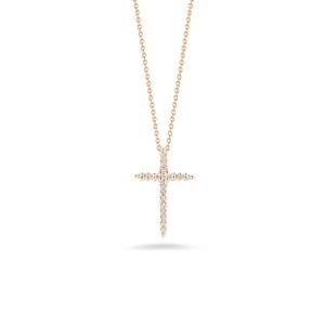 18K Rose Gold Tiny Treasures Diamond Sliver Cross Necklace
