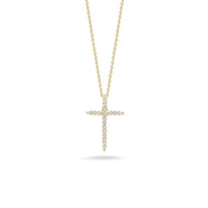 18K Yellow Gold Tiny Treasures Diamond Sliver Cross Necklace