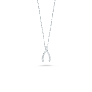 18K White Gold Tiny Treasures Diamond Wishbone Necklace