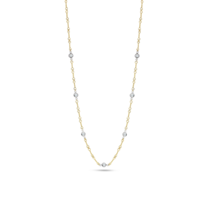 18K Yellow Gold Diamonds By The Inch Seven Station Dog Bone Necklace