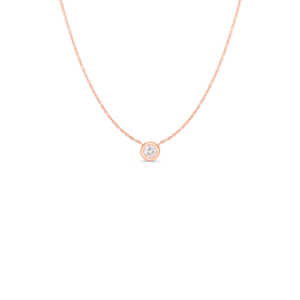 18K Rose Gold Diamonds By The Inch Bezel Set Solitaire Necklace