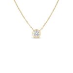 18K Yellow Gold Diamonds By The Inch Bezel Set Solitaire Necklace