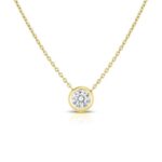 18K Yellow Gold Diamonds By The Inch Bezel Set Solitaire Necklace