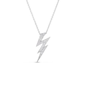 18K White Gold Tiny Treasures Diamond Lightning Bolt Necklace