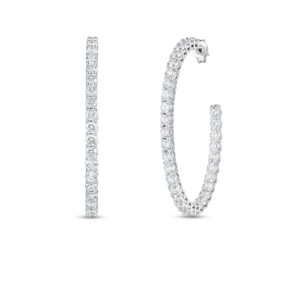 18K White Gold The Perfect Diamond Hoop® Large Inside Outside Open Back Earrings