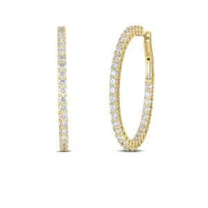18K Yellow Gold The Perfect Diamond Hoop® Large Inside Outside Lever Back Earrings