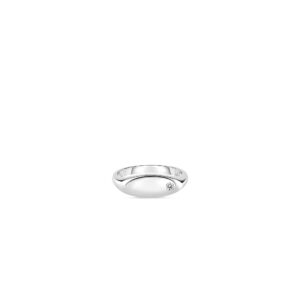 18K White Gold Designer Gold Small Diamond Signet Ring