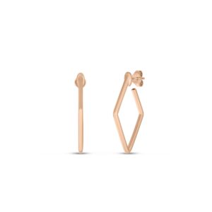 18K Rose Gold Designer Gold Small Square Hoop Earrings