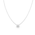 18K White Gold Diamonds By The Inch Emerald Cut Necklace