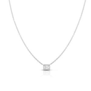 18K White Gold Diamonds By The Inch Emerald Cut Necklace