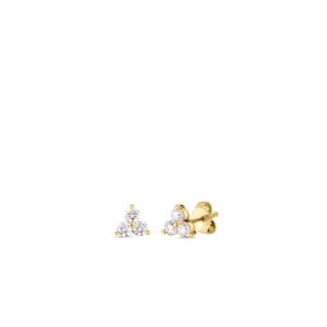 18K Yellow Gold Tiny Treasures Three Stone Cluster Stud Earrings