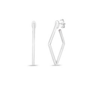 18K White Gold Designer Gold Small Square Hoop Earrings