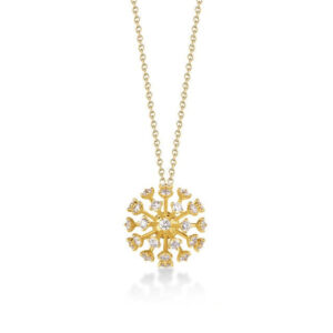 18K Yellow Gold Dandelion Diamond Necklace