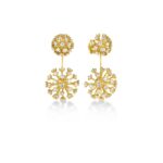 18K Yellow Gold Dandelion Diamond Drop Earrings