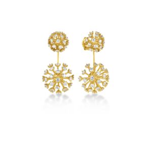 18K Yellow Gold Dandelion Diamond Drop Earrings