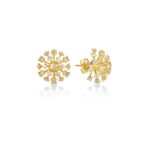 18K Yellow Gold Dandelion Diamond Stud Earrings