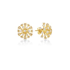 18K Yellow Gold Dandelion Diamond Stud Earrings