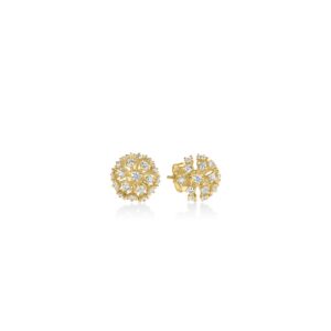 18K Yellow Gold Dandelion Diamond Stud Earrings