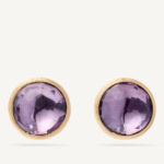 18K Yellow Gold Amethyst Stud Earrings, 0.5"