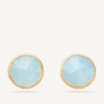 18K Yellow Gold Aquamarine Stud Earrings, 0.5"