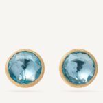 18K Yellow Gold Blue Topaz Stud Earrings, 0.5"