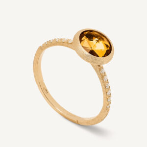 18K Yellow Gold Citrine Ring with Diamonds