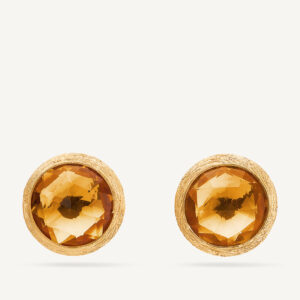 18K Yellow Gold Citrine Stud Earrings, 0.37"