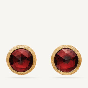 18K Yellow Gold Garnet Stud Earrings, 0.37"