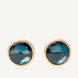 18K Yellow Gold London Blue Topaz Stud Earrings, 0.5"
