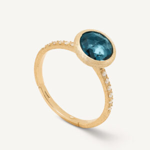 18K Yellow Gold London Blue Topaz Ring with Diamonds