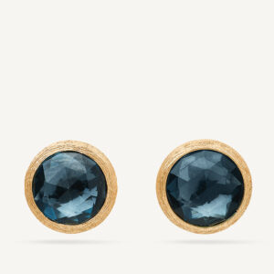 18K Yellow Gold London Blue Topaz Stud Earrings, 0.37"