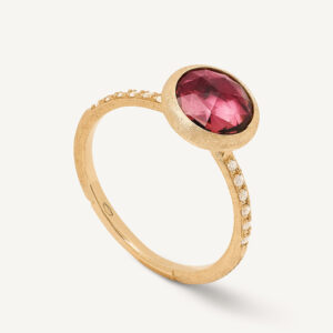 18K Yellow Gold Pink Tourmaline Ring with Diamonds