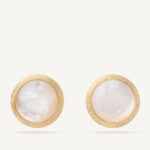 18K Yellow Gold Mother of Pearl Stud Earrings, 0.37"