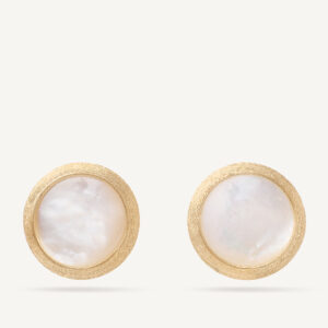 18K Yellow Gold Mother of Pearl Stud Earrings, 0.37"
