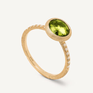 18K Yellow Gold Peridot Ring with Diamonds