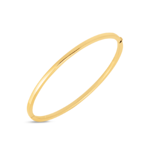 18K Yellow Gold Designer Gold Oval Bangle