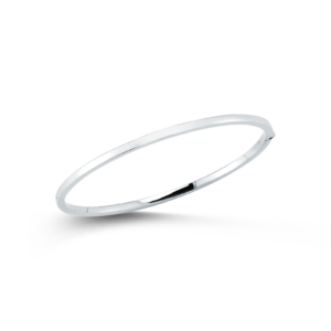 18K White Gold Designer Gold Oval Bangle