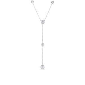 18K White Gold Diamonds By The Inch 5 Station 'y' Necklace