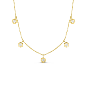 18K Yellow Gold Diamonds By The Inch Dangling Station Necklace