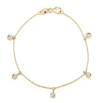 18K Yellow Gold Diamonds By The Inch Dangling Station Bracelet
