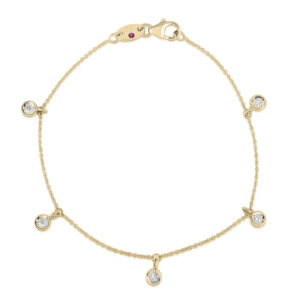 18K Yellow Gold Diamonds By The Inch Dangling Station Bracelet