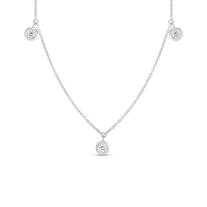 18K White Gold Diamonds By The Inch Dangling Station Necklace