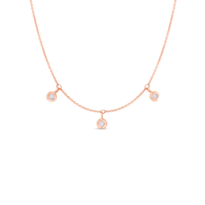 18K Rose Gold Diamonds By The Inch Dangling Station Necklace