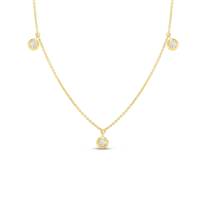 18K Yellow Gold Diamonds By The Inch Dangling Station Necklace