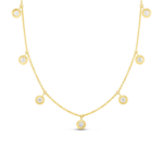 18K Yellow Gold Diamonds By The Inch Dangling Station Necklace