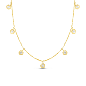 18K Yellow Gold Diamonds By The Inch Dangling Station Necklace